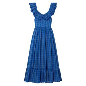 Dôen + NET SUSTAIN Sora ruffled checked organic cotton-voile maxi dress